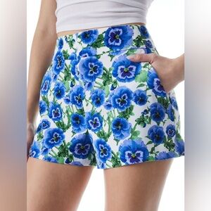 NEW Alice + Olivia Cady Blue High Waisted Floral Shorts sz 4
